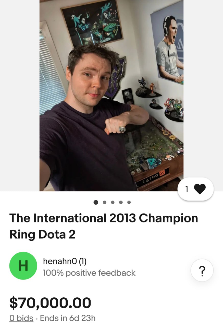 😧 Бульдог выставил своё кольцо чемпиона The International 2013 на аукцион на Ebay