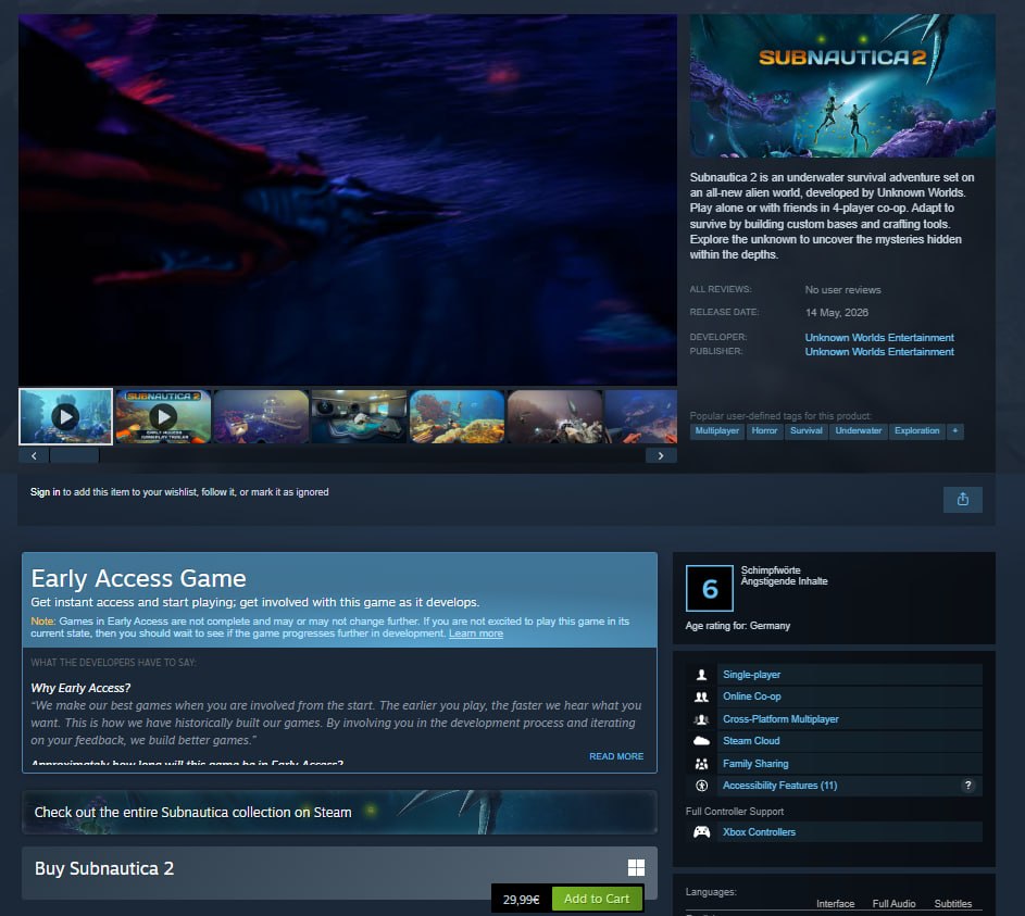 🌊 [**Subnautica 2**](https://store.steampowered.com/app/1962700/Subnautica_2/) уже вышла — и это теп...